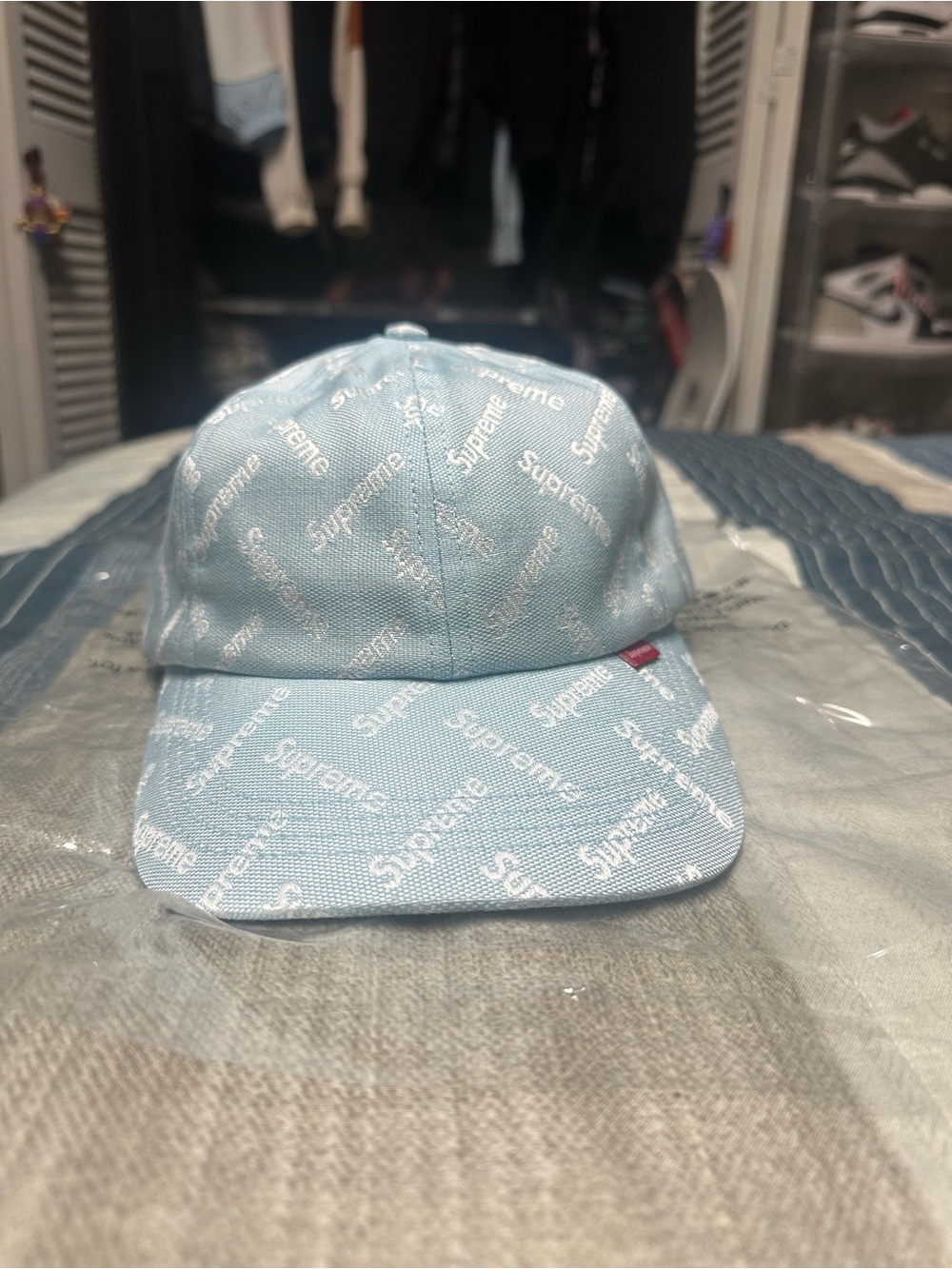 Light Blue - Supreme Monogram Jacquard 6-Panel FW26 Brand New